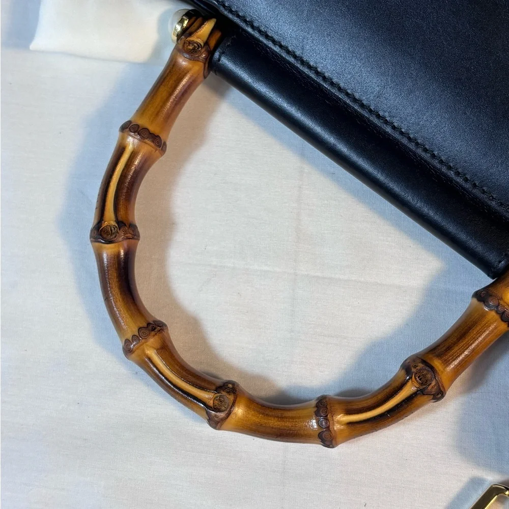 Gorgeous Gucci Nymphaea Top Handle Bamboo Black - Picture 7 of 16